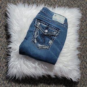 Silver AIKO Mid Slim Boot Cut Fluid Denim Jeans Size 29